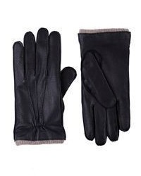 Barneys New York Extended Lining Leather Gloves Black