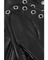Alexander McQueen Eyelet Embellished Leather Gloves Black