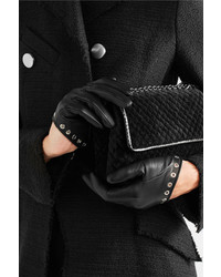 Alexander McQueen Eyelet Embellished Leather Gloves Black