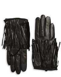 Rebecca Minkoff Fringe Trim Leather Gloves