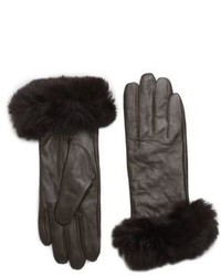 Saks Fifth Avenue Fur Trimmed Leather Gloves