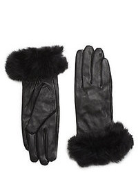 Saks Fifth Avenue Fur Trimmed Leather Gloves