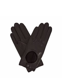 Gizelle Renee Bega Black Leather Driving Gloves With Black Tweed