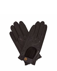 Gizelle Renee Bernadette Black Leather Driving Gloves With Black Tweed
