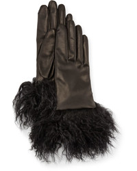 Guanti Giglio Fiorentino Leather Gloves W Fur Cuffs Black