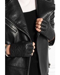 Karl Lagerfeld Kkuilted Fingerless Leather Gloves