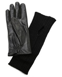 Carolina Amato Knit Leather Texting Gloves