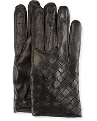 Imoni Leather Basketweave Gloves Black