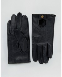 Asos Leather Driving Gloves In Black