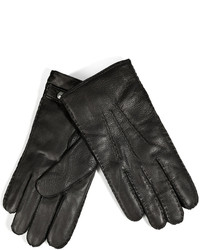 Ralph Lauren Blue Label Leather Gloves In Black