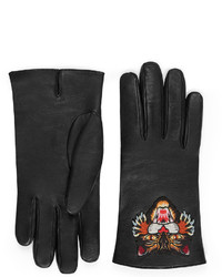 Gucci Leather Gloves With Angry Cat