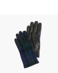 J.Crew Leather Gloves With Black Watch