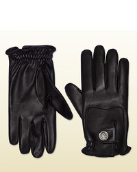 Gucci Leather Gloves With Crest From Equestrian Collection