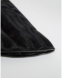 Asos Leather Gloves With Faux Pony Skin In Black