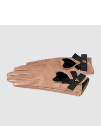 Gucci Leather Gloves With Grosgrain Bow