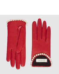 Gucci Leather Gloves With Pearls
