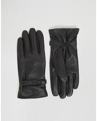 Asos Leather Gloves With Studding In Black