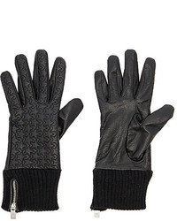 Maison Scotch Leather Rib Cuff Gloves In Black