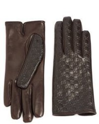 Gucci Logo Embossed Leather Gloves