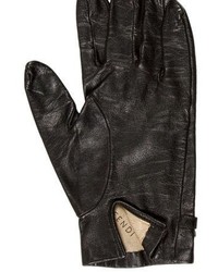 Fendi Logo Leather Gloves