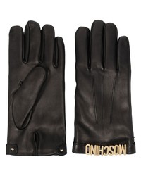 Moschino Logo Letter Leather Gloves