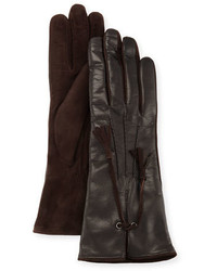 Mario Portolano Leather Suede Tassel Gloves Blackchocolate