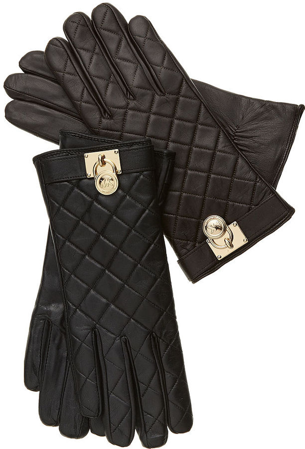 michael kors black leather gloves