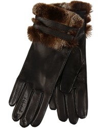 Restelli Nappa Leather Gloves With Fur Cuffs And Leather Belts