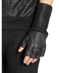 Diesel Black Gold Nappa Leather Lurex Fingerless Gloves