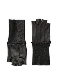 Diesel Black Gold Nappa Leather Lurex Fingerless Gloves