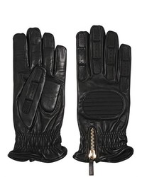 Nappa Leather Quilted Nylon Gloves