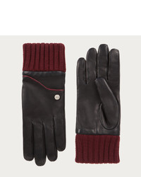Ribbed Leather Gloves Leather Gloves In Black