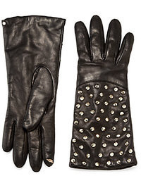 Diane von Furstenberg Round Pyramid Studded Tech Leather Gloves