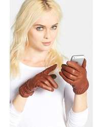 Echo Ruched Cuff Touch Screen Leather Gloves