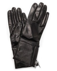 Carolina Amato Shearling Cuff Leather Gloves
