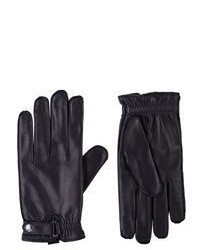 Barneys New York Snap Tab Leather Gloves Black
