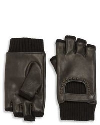 John Varvatos Star Usa Ribbed Leather Fingerless Gloves
