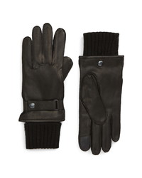AllSaints Touchscreen Compatible Deerskin Leather Gloves With Removable