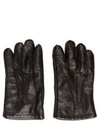 Prada Wool  Trimmed Leather Gloves