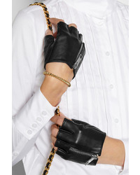 Karl Lagerfeld Zipped Fingerless Leather Gloves