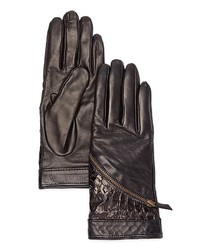 Bloomingdale's Zipper Snake Embossed Leather Gloves