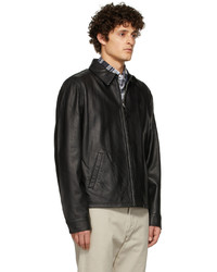 Polo Ralph Lauren Black Leather Embroidered Jacket