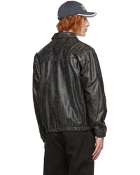 thisisneverthat Black Leather Harrington Jacket