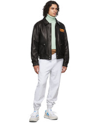 Rhude Black Mclaren Edition Leather Pilot Jacket