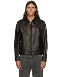 Schott Black Waxy Leather 70s Delivery Jacket