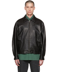 AMOMENTO Black Zip Faux Leather Jacket