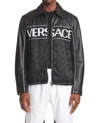 Versace Leather Sleeve Logo Jacket