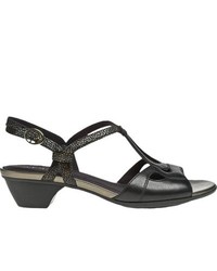 Aravon Serena Black Leather Sandals