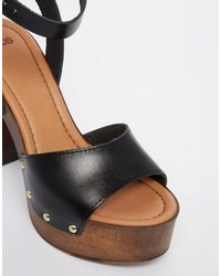 Asos Collection Timer Leather Heeled Sandals