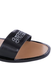 Markus Lupfer Black Embossed Slogan Flat Sandals